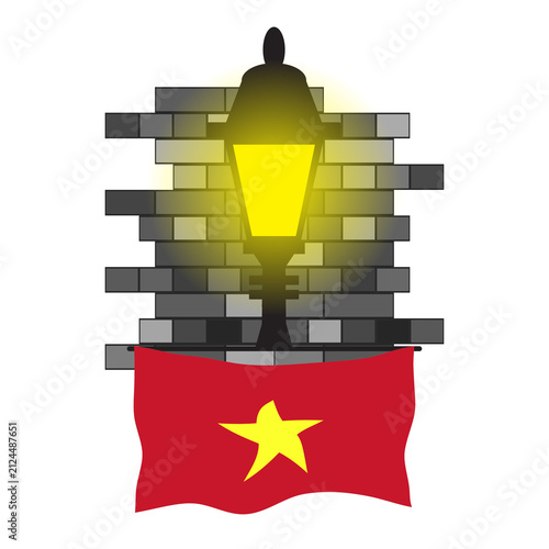 Vietnam Street Lamp Bricks Vector Illustration