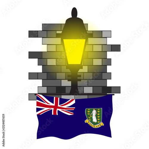 Virgin Islands UK Street Lamp Bricks Vector Illustration