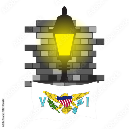 Virgin Islands US Street Lamp Bricks Vector Illustration