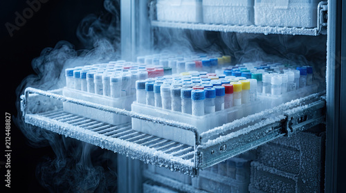 Lab Sample Trays in Frosty Freezer Storage with Frosty Sample Vials