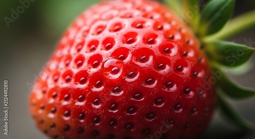 Close up of fresh strawberries on green leaves.