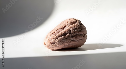 Close up of a chocolate chip cookie on a white plate.