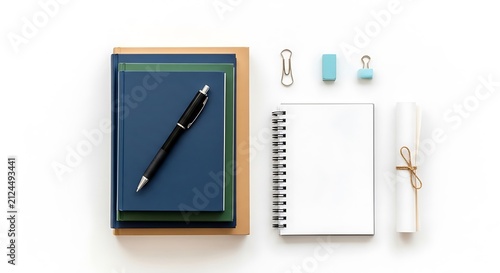 Modern workspace with computer monitor and desk accessories.