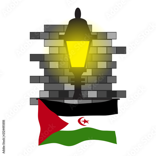 Western Sahara Street Lamp Bricks Vector Illustration