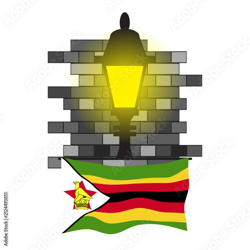Zimbabwe Street Lamp Bricks Vector Illustration