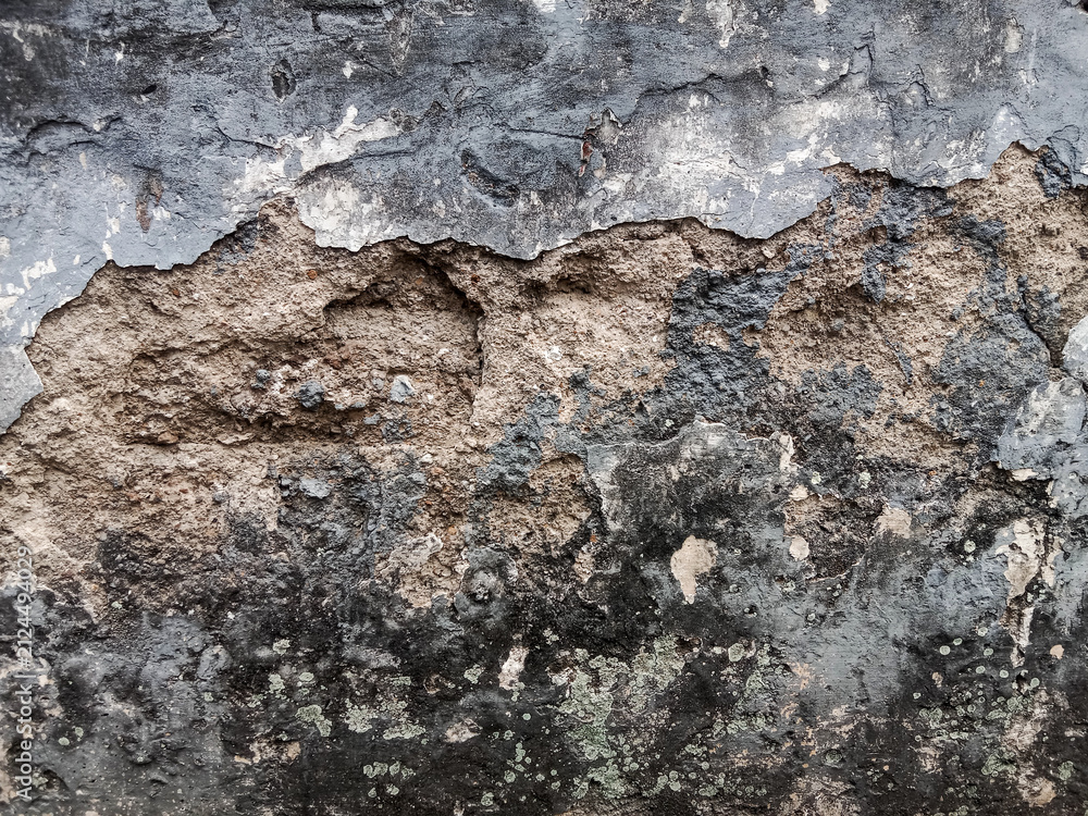 Fototapeta premium Cracked and weathered ash concrete wall background