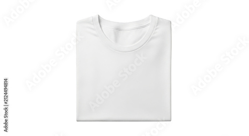 Clean folded white t-shirt for casual apparel design isolated on transparent background