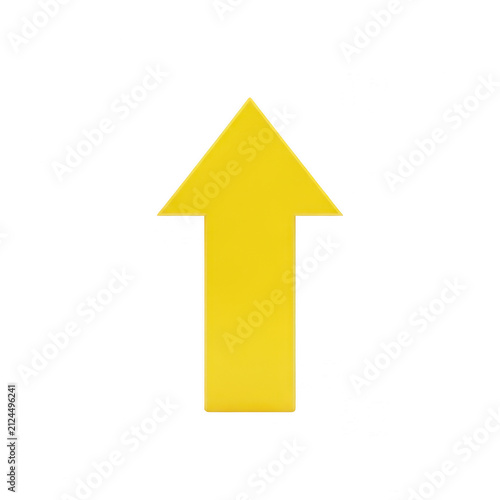 Bright yellow arrow pointing up symbol isolated on transparent background