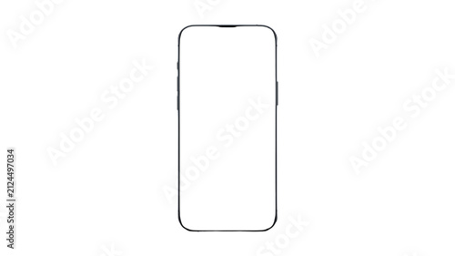 Cuadro en lienzo Minimalist smartphone white screen frame mockup template isolated on plain white