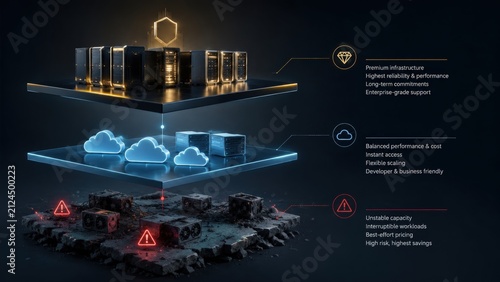 Layered technology infographic platform with cloud computing data concept