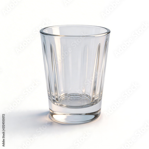 Clear glass cup on white background