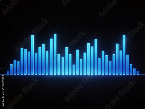 Obraz na płótnie Blue audio equalizer bars on black background