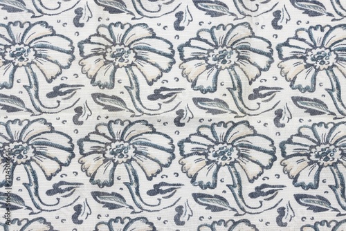 Blue flowers pattern table cloth fabric background