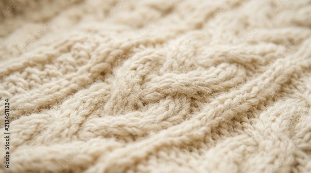 Fototapeta premium Close-up of a Cream Colored Cable Knit Sweater Texture.