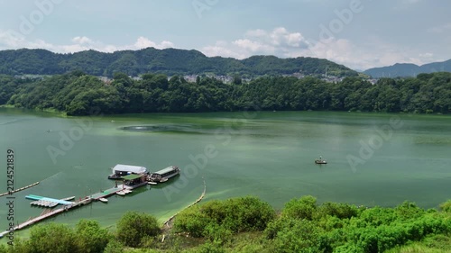 Scenic Summer View of Lake Tsukui in Japan