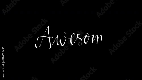  Awesome text lettering animation , with hand drawn ,calligraphy monoline vintage on black background, Alpha channel only 4k.
