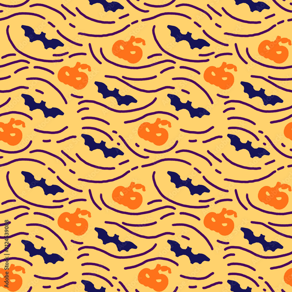 Fototapeta premium seamless pumpkin bat pattern