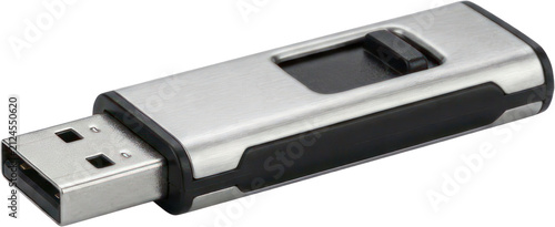 Fotografie Silver and black USB flash drive memory stick.