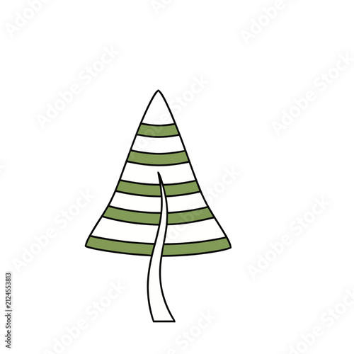 Stylized Green and White Striped Tree