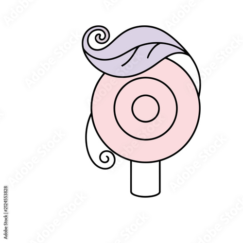 Stylized Lollipop with Swirl and Leaf
