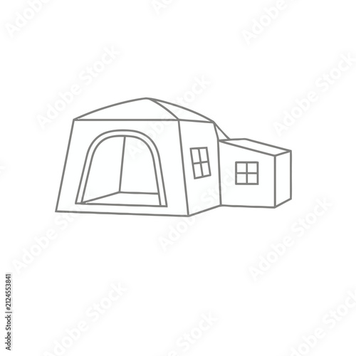 Tent with attached room and windows
