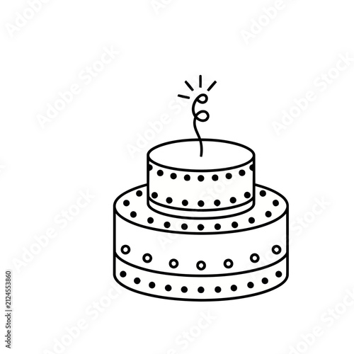 Two-tier cake with dots and a swirl on top