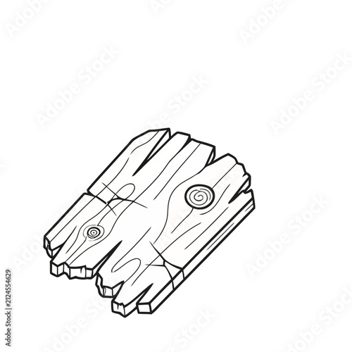 Vector illustration of a cracked wooden plank
