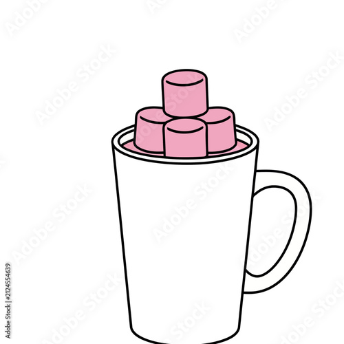 White mug with pink marshmallows