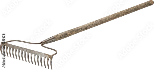 Quadro su tela Traditional garden rake with wooden handle.