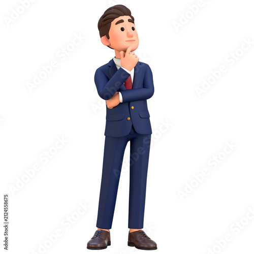 3D Executive Businessman Character Thinking