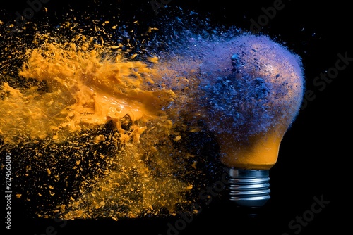 explosion of a traditional electric bulb. shot taken in high speed