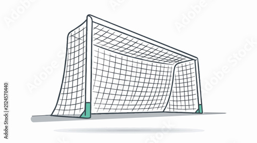 Empty soccer goal net on white background.