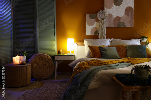 Interior of bedroom with co...