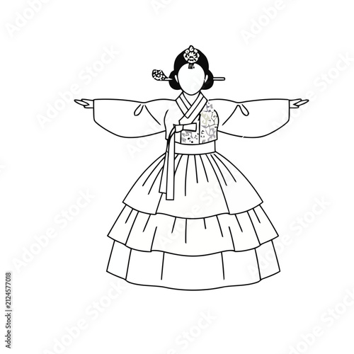 Woman in traditional Korean Hanbok dress