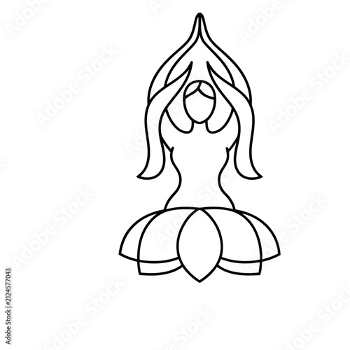Yoga pose in lotus flower outline