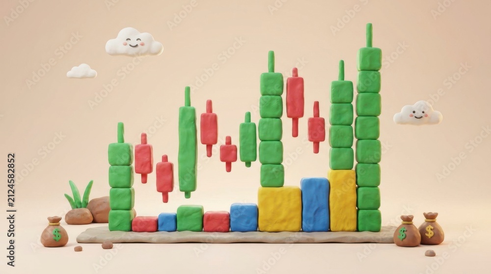Naklejka premium Lego minifigures climbing colorful stacked blocks