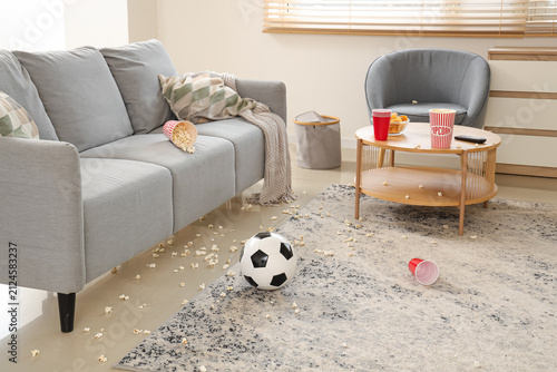 Living room with soccer bal...