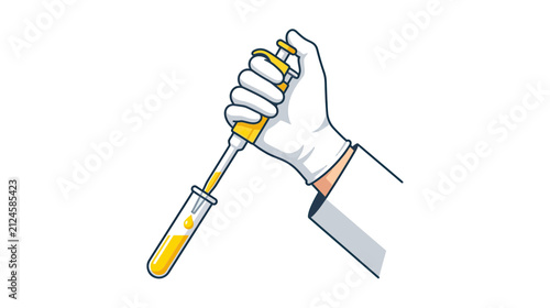 Scientist Pipetting Liquid into Test Tube