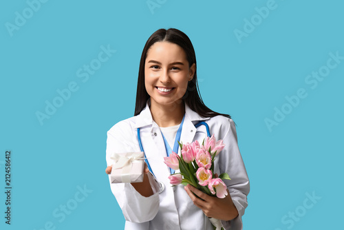 Female doctor with pink tul...