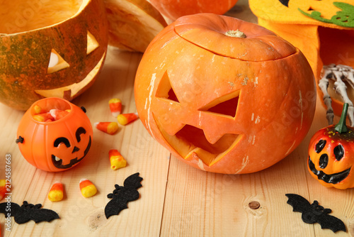 Carved pumpkin and Hallowee...