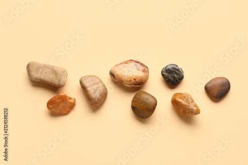 Many pebble stones on orang...