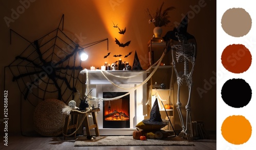 Halloween decorated living ...