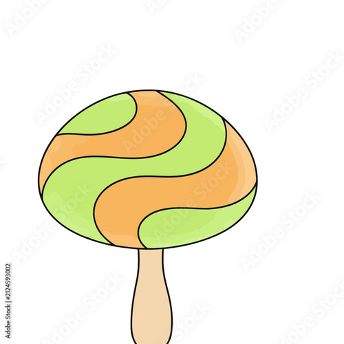 Stylized Mushroom with Swirl Pattern