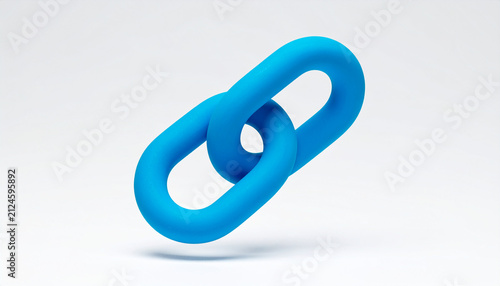 Blue metal chain links connection bond concept 3D render
