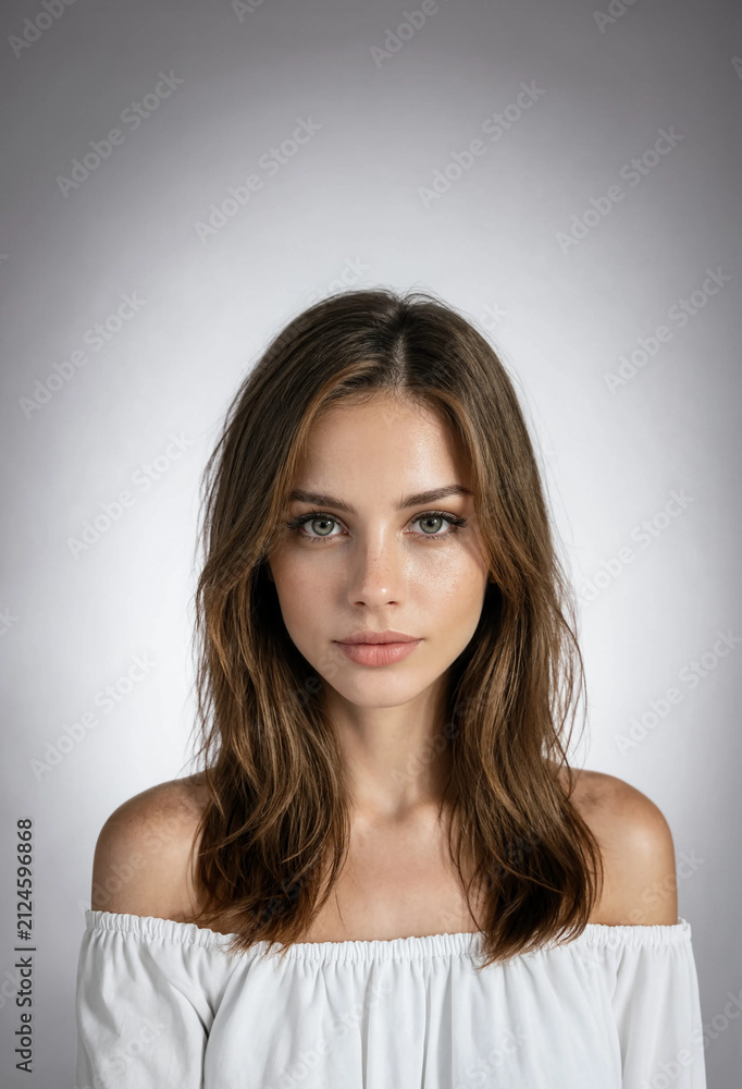 Fototapeta premium Natural Beauty Woman Portrait Collection Isolated on White Background, Studio Lifestyle and Fashion Photos