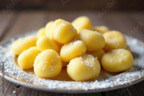 Pile of soft, uncooked potato gnocchi, lightly floured , preparation, gnocchi dough