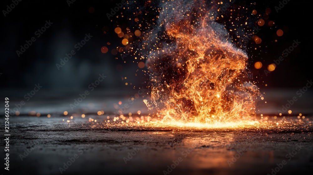 Fototapeta premium Explosive Fireball - A Dynamic Display of Intense Heat and Energy.