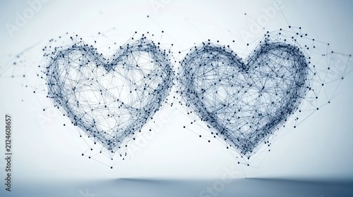 Two interconnected hearts formed by lines and dots.