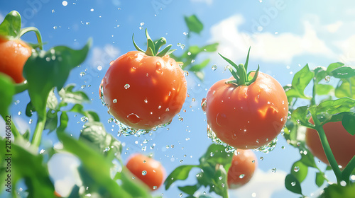 Freshly Watered Tomatoes Under Sunlight
