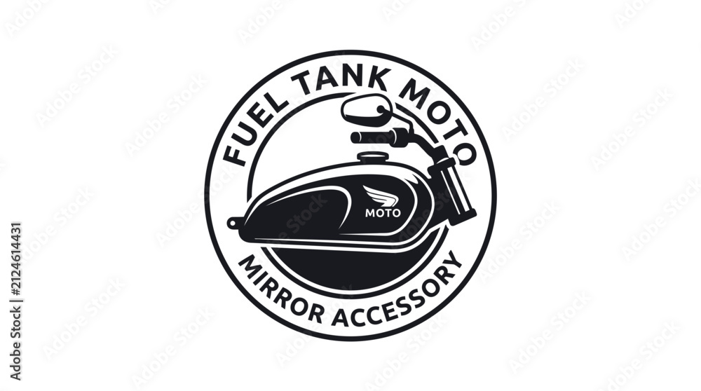 Obraz premium Fuel tank moto mirror accessory vintage circular logo.